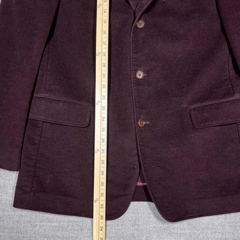 Magee Mens Burgundy Soft Brushed Cotton 3 Button Blazer Jacket 44R Plum Velvet